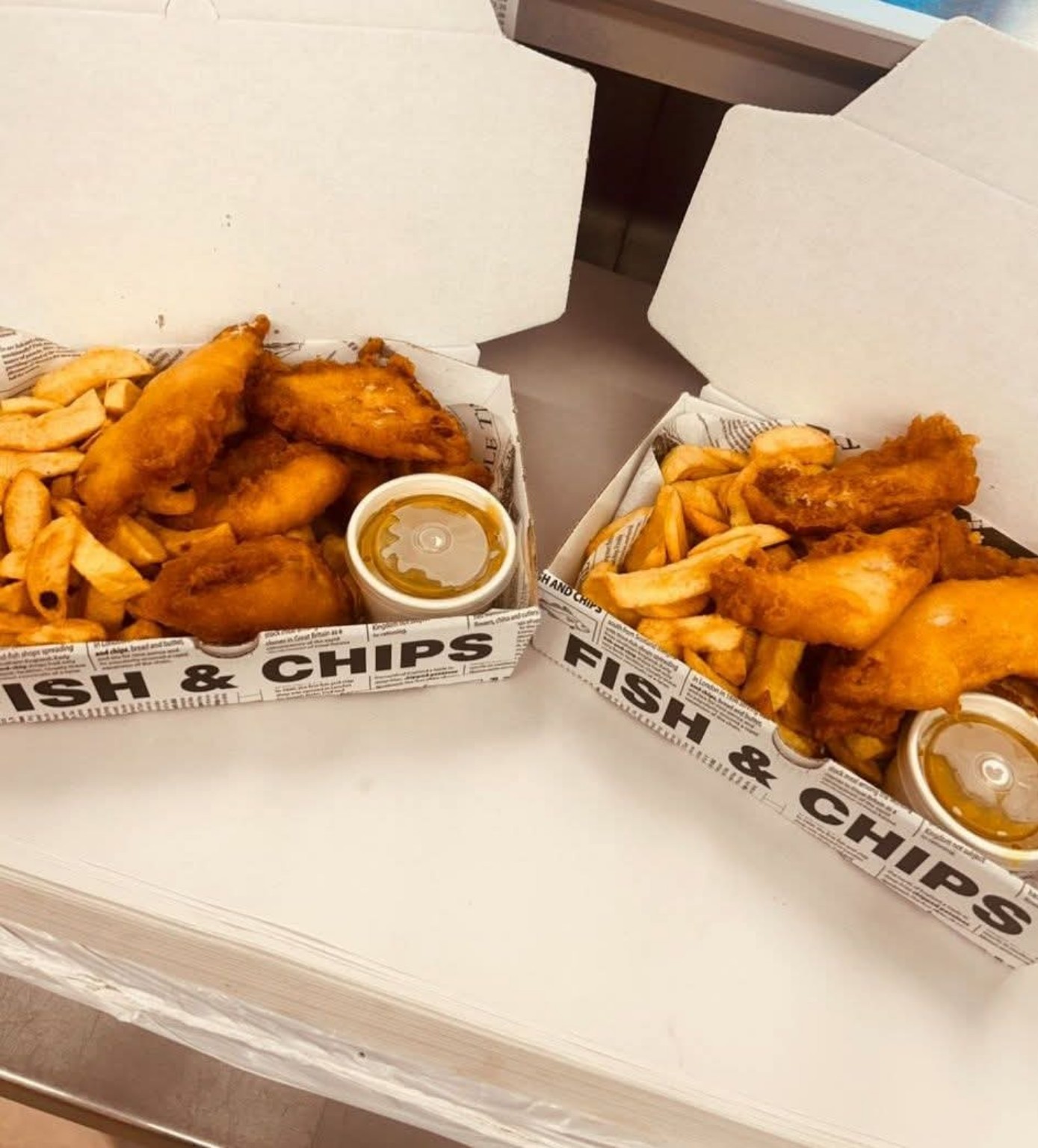 Pier Vista fish and chips boxes